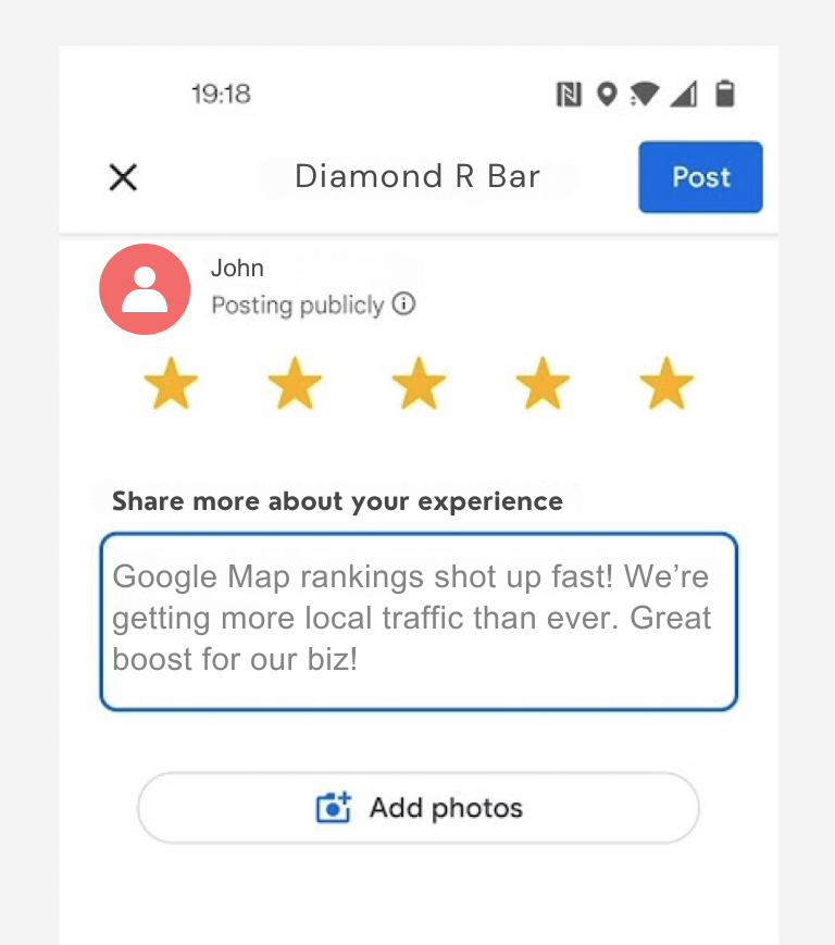 Customer review for Google Map Citation service